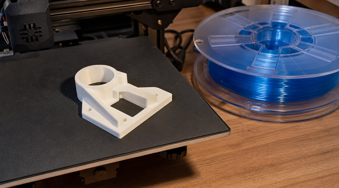PLA and PETG filament spools side by side on a maker workbench — pla vs petg comparison